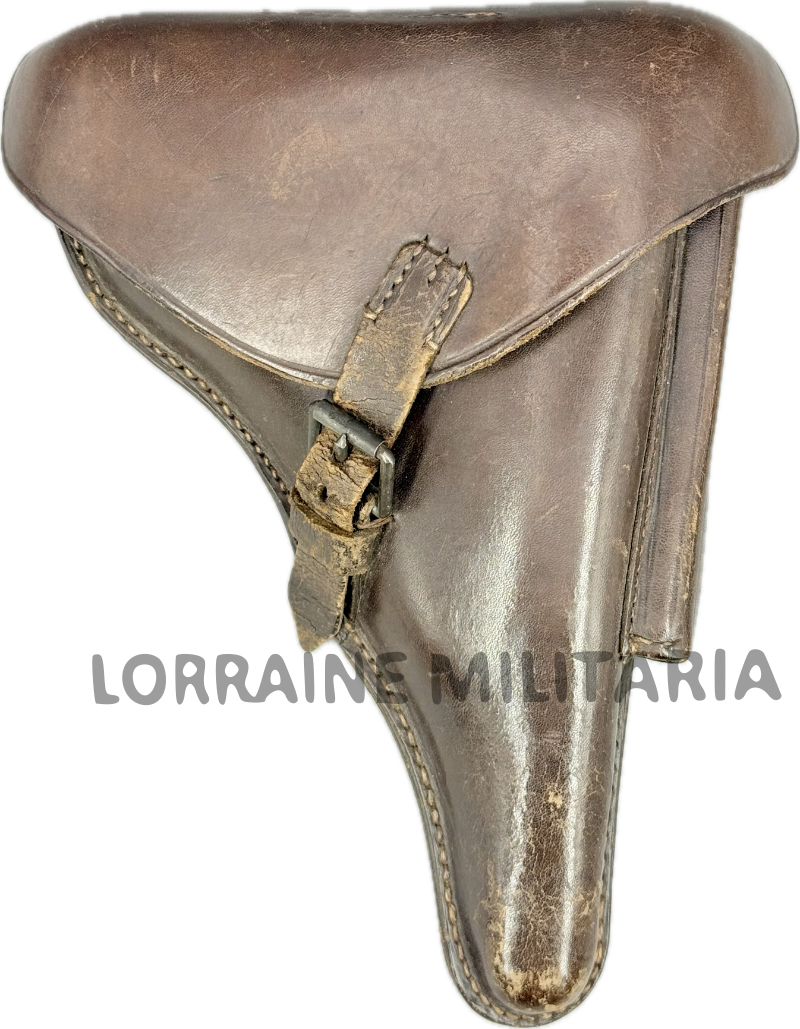 militaria : ETUI CUIR ALLEMAND HOLSTER P08 MODIFIE COMBAT DATÉ 1916