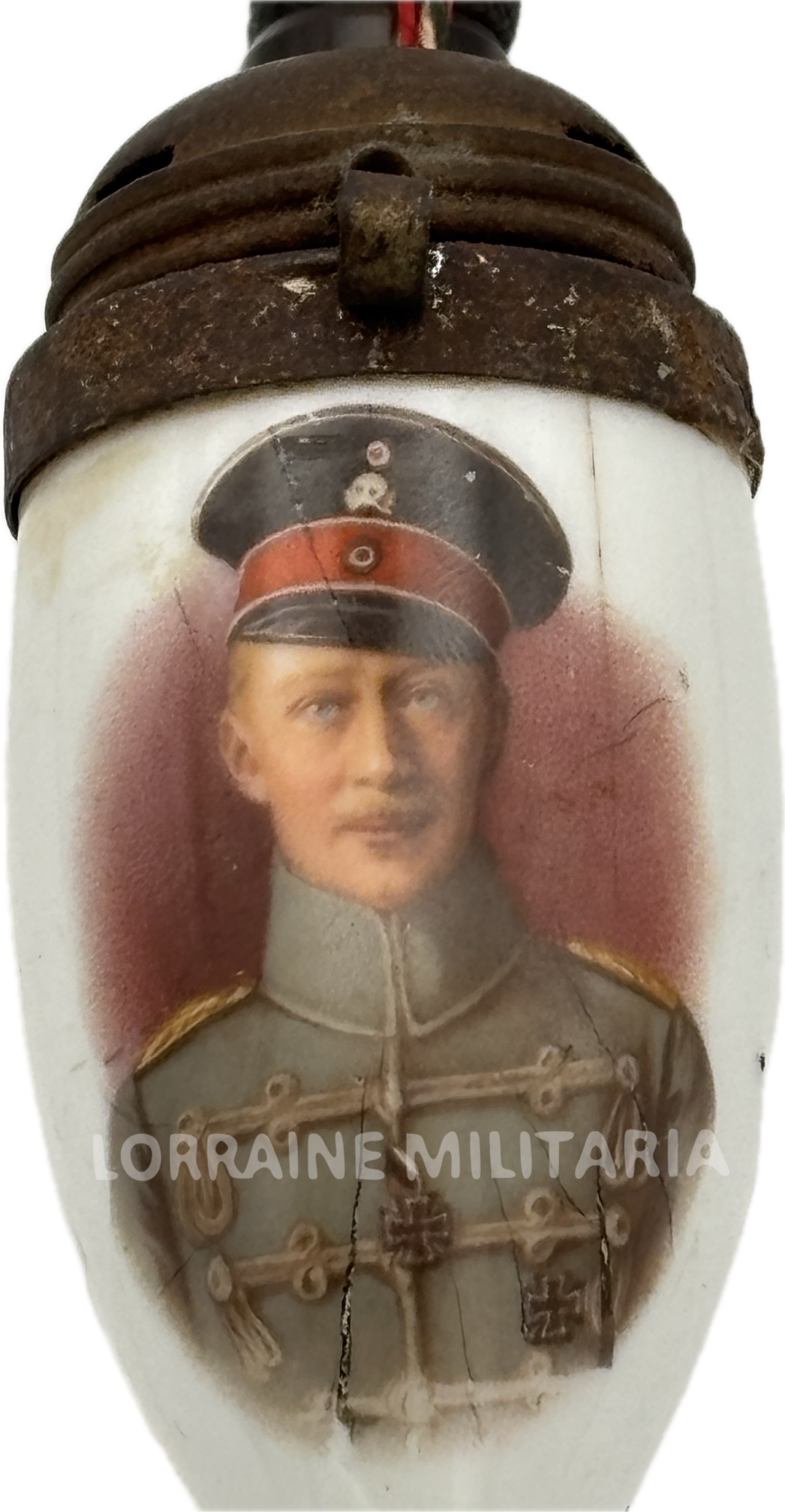 militaria : PIPE PORCELAINE V ème ARMEE KRONPRINZ WILHELM OFFERTE A NOEL 1914
