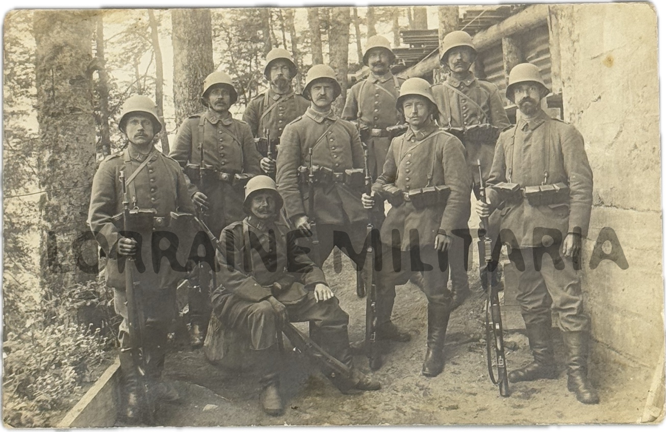 militaria : PHOTO CP FANTASSINS ALLEMANDS LANDSTURM BLOCKAUS VOSGES?