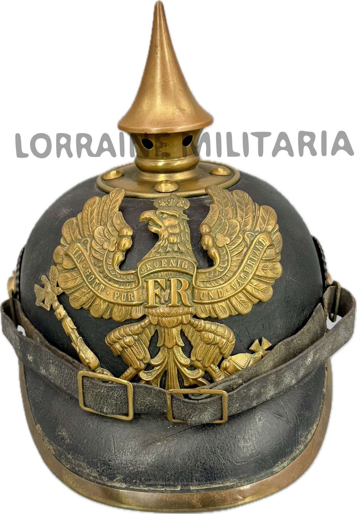 militaria : CASQUE A POINTE TROUPE PRUSSE MODELE 1895 DU GRENIER
