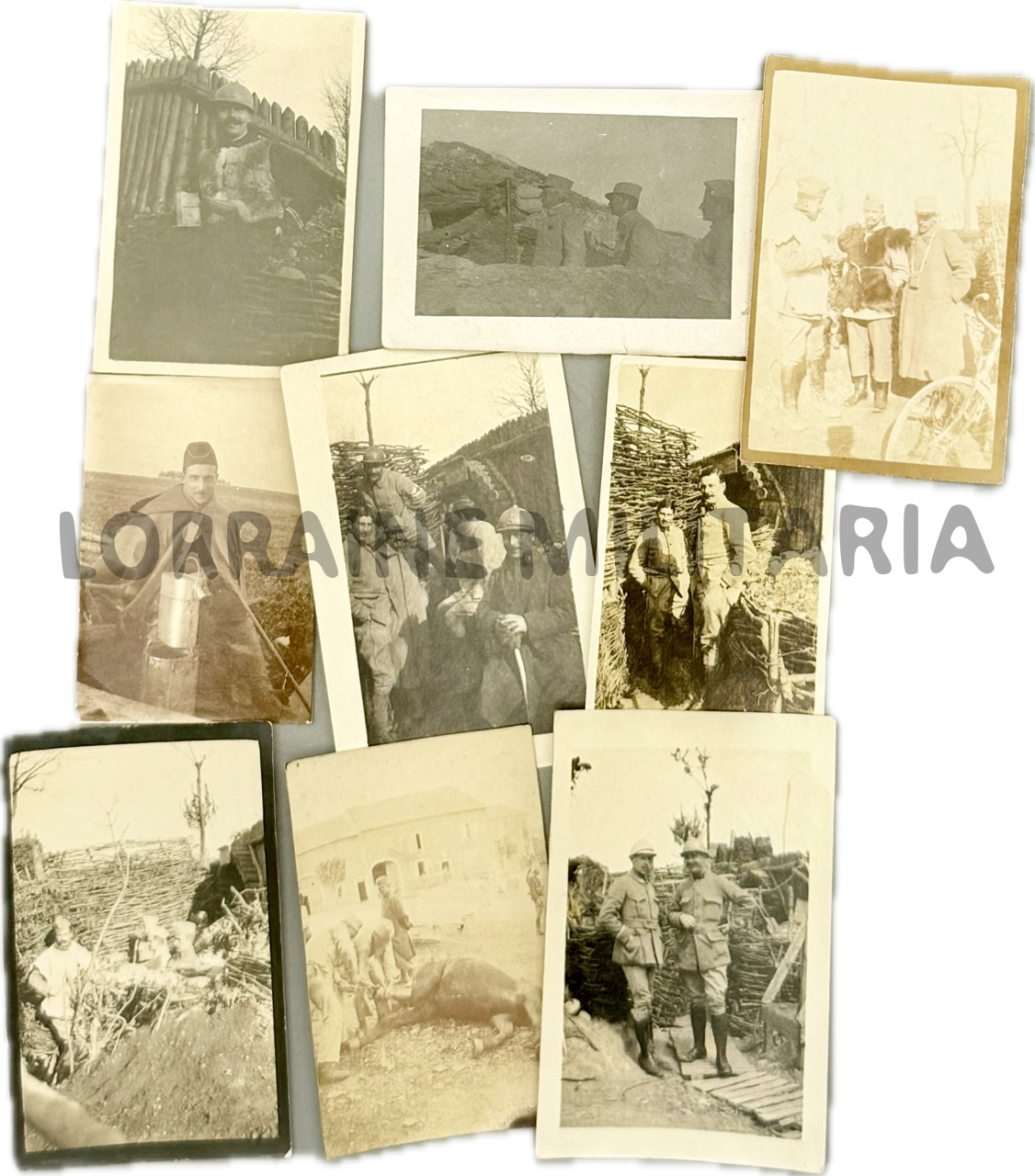 militaria : LOT DE 9 PHOTOS SOLDATS FRANCAIS TRANCHÉES PEAU DE MOUTON