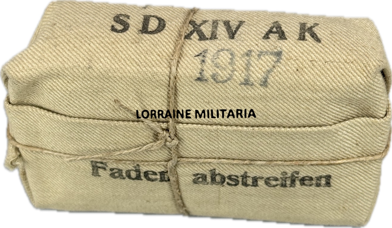 militaria : PANSEMENT INDIVIDUEL ALLEMAND BADE BA XIV DATE 1917