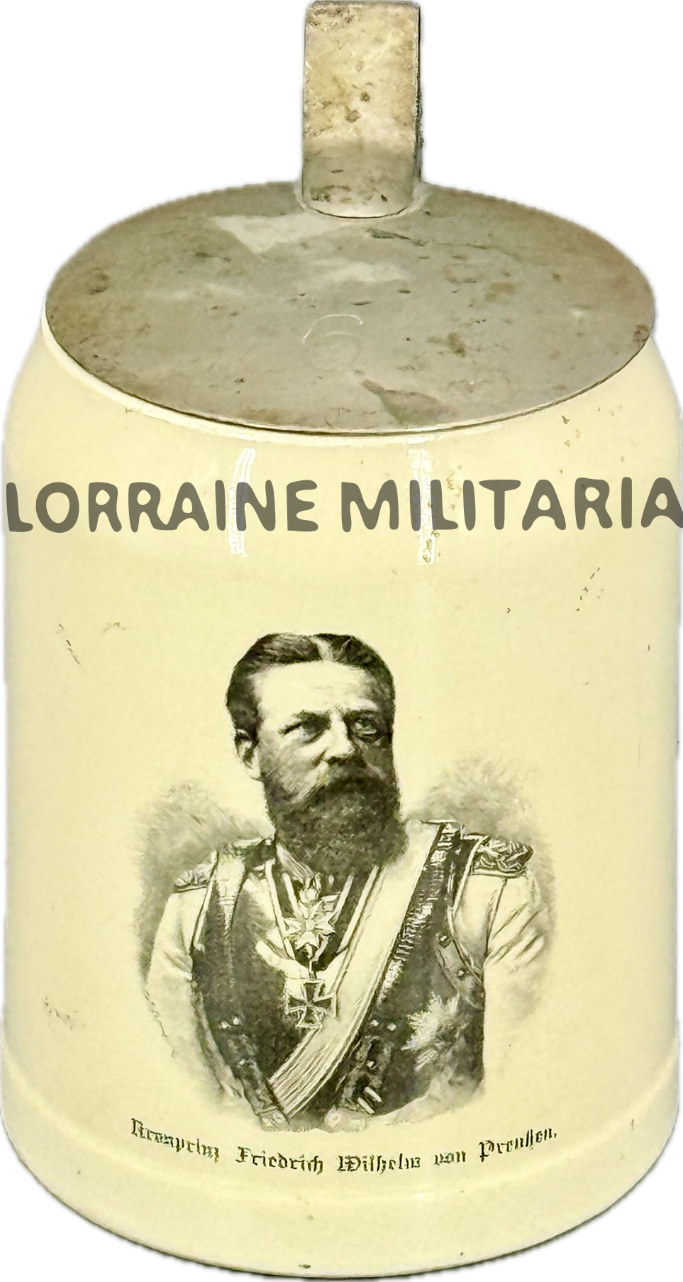 militaria : CHOPE A BIERE ALLEMANDE 1/2 LITRE KRONPRINZ FRIEDRICH WILHELM VON PRUSSEN