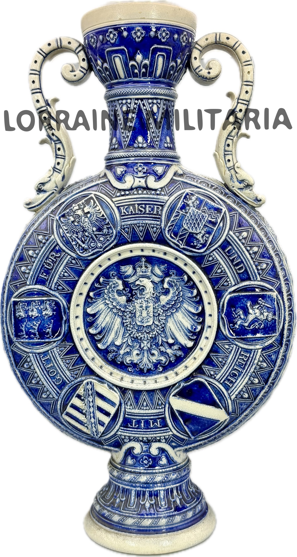 militaria : GRAND VASE PATRIOTIQUE ALLEMAND GRÈS 