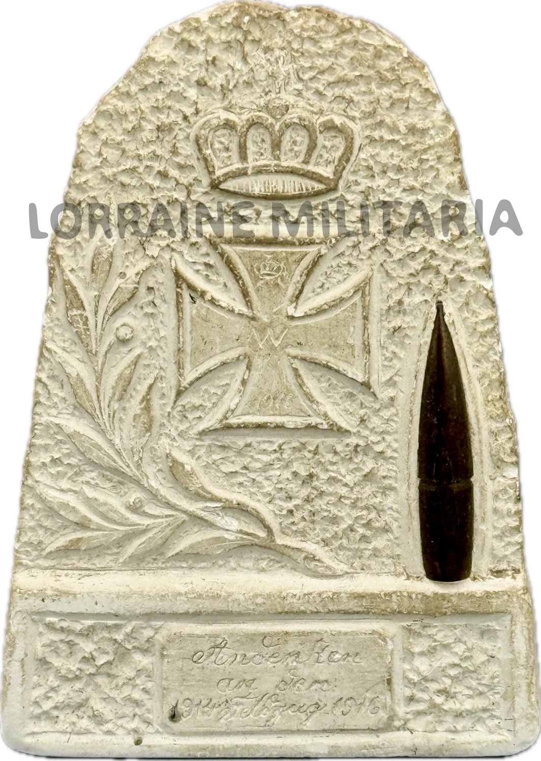 militaria : ARTISANAT TRANCHEE ALLEMAND CRAIE SCULPTEE SOUVENIR COMBAT  1914/1916